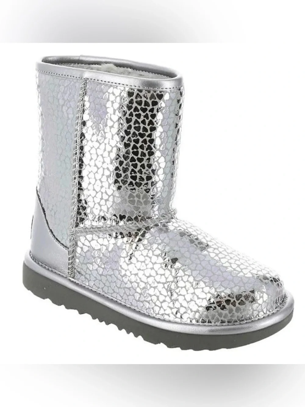 UGG Kids' Classic II Gel Hearts Boots Silver Size 2 great condition